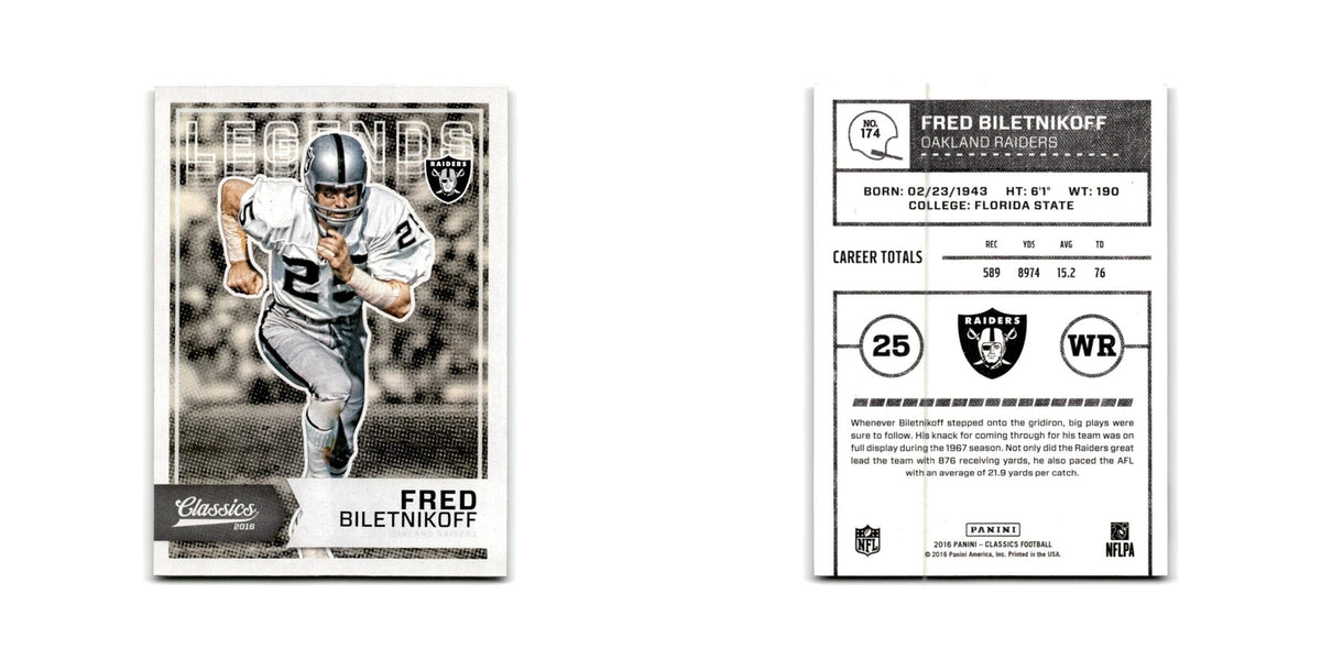 Fred Biletnikoff 2016 Panini Classics #174 Oakland Raiders Football Card NM
