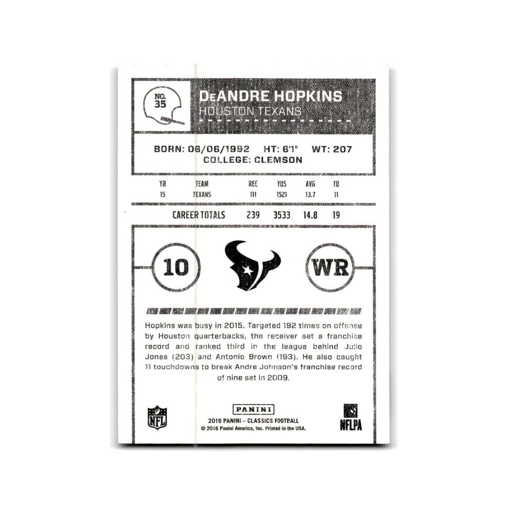 DeAndre Hopkins 2016 Panini Classics #35 Houston Texans Football Card NM