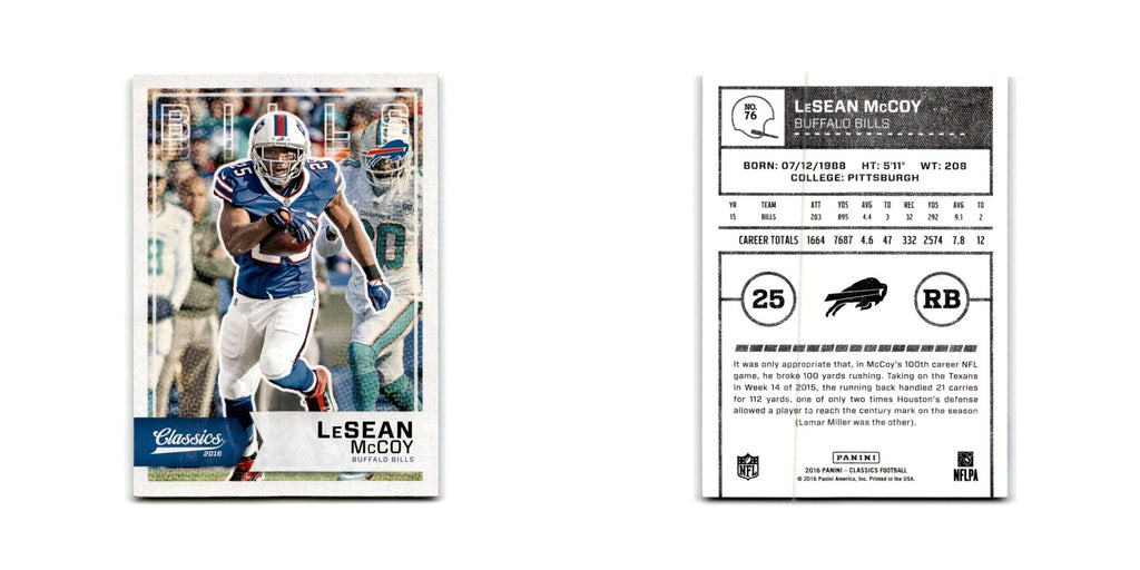 LeSean McCoy 2016 Panini Classics #76 Buffalo Bills Football Card NM