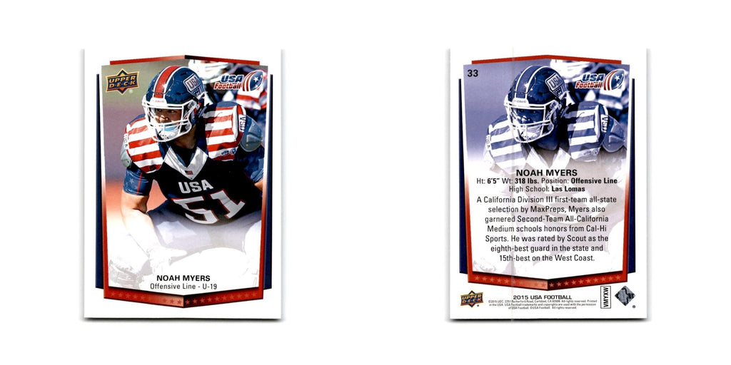 Noah Myers 2015 Upper Deck USA #33 USA Football Card NM