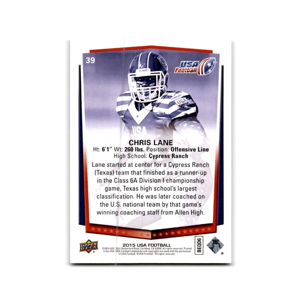 Chris Lane 2015 Upper Deck USA #39 USA Football Card NM