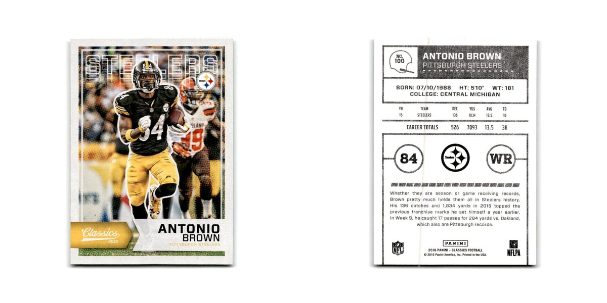 Antonio Brown 2016 Panini Classics #100 Pittsburgh Steelers Football Card NM