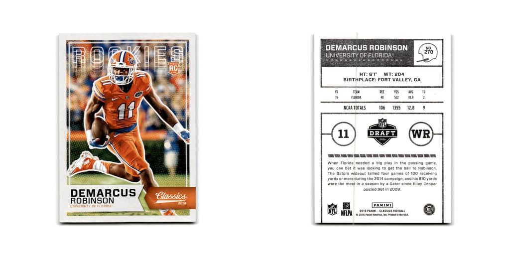 Demarcus Robinson Rookie 2016 Panini Classics #270 Florida Gators NM