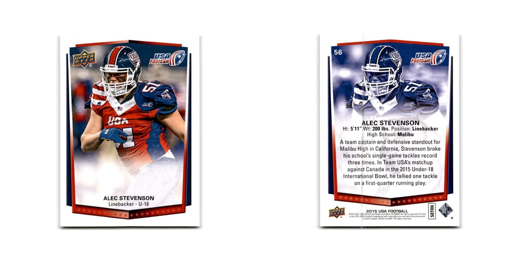Alec Stevenson 2015 Upper Deck USA #56 USA Football Card NM