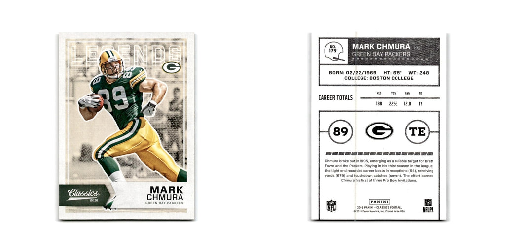 Mark Chmura 2016 Panini Classics #179 Green Bay Packers Football Card NM