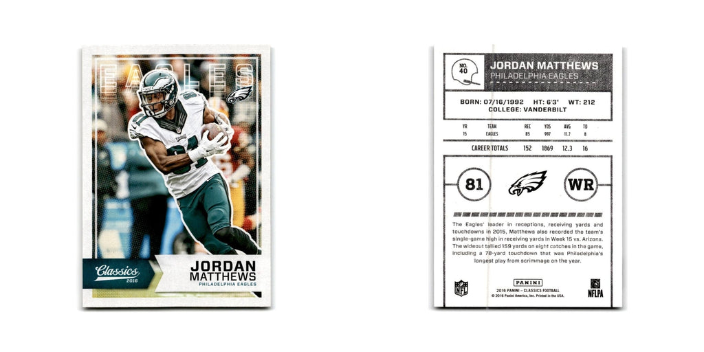 Jordan Matthews 2016 Panini Classics #40 Philadelphia Eagles Football Card NM