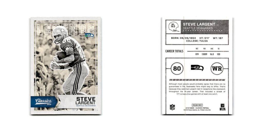 Steve Largent 2016 Panini Classics #163 Seattle Seahawks Football Card NM