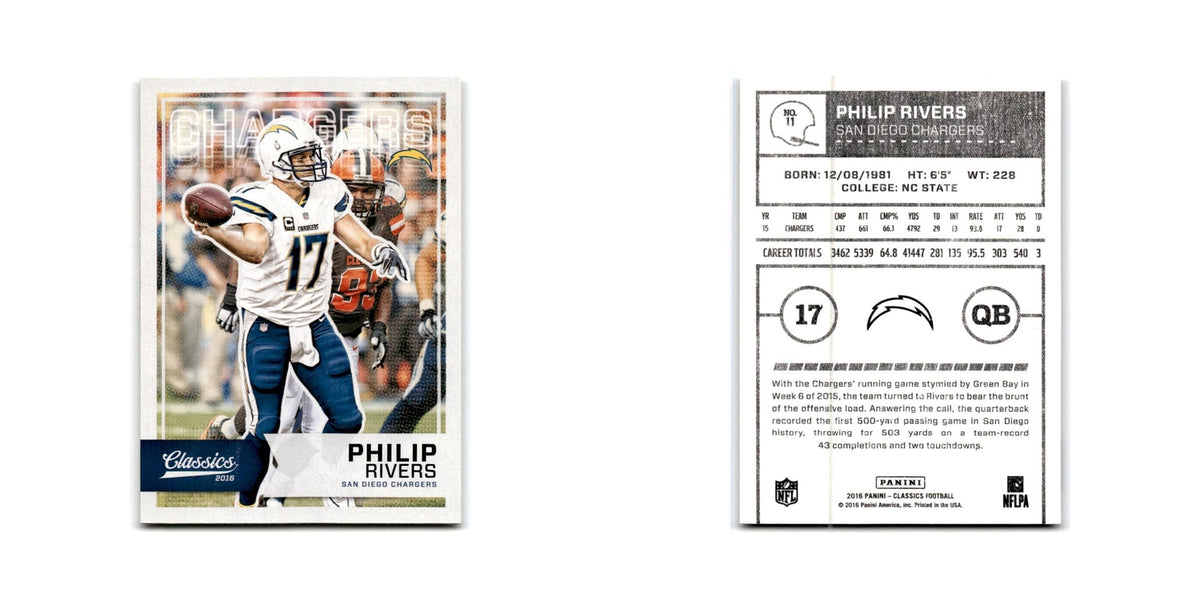 Philip Rivers 2016 Panini Classics #11 San Diego Chargers Football Card NM