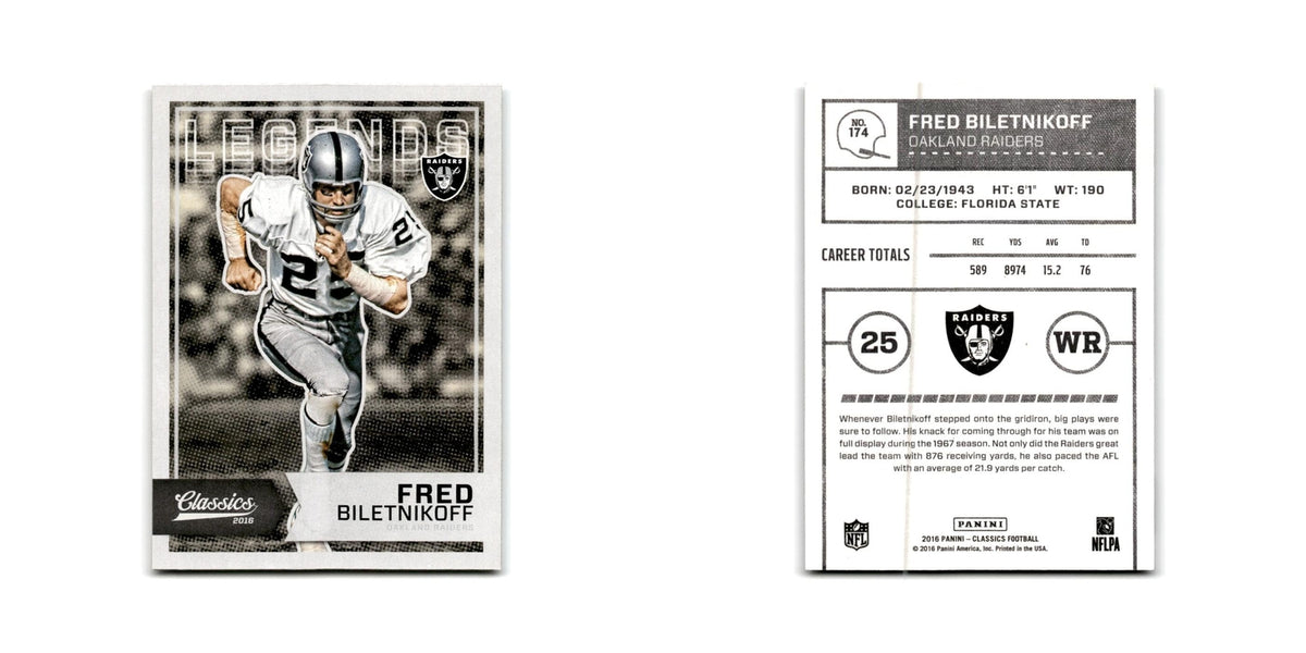 Fred Biletnikoff 2016 Panini Classics #174 Oakland Raiders Football Card NM