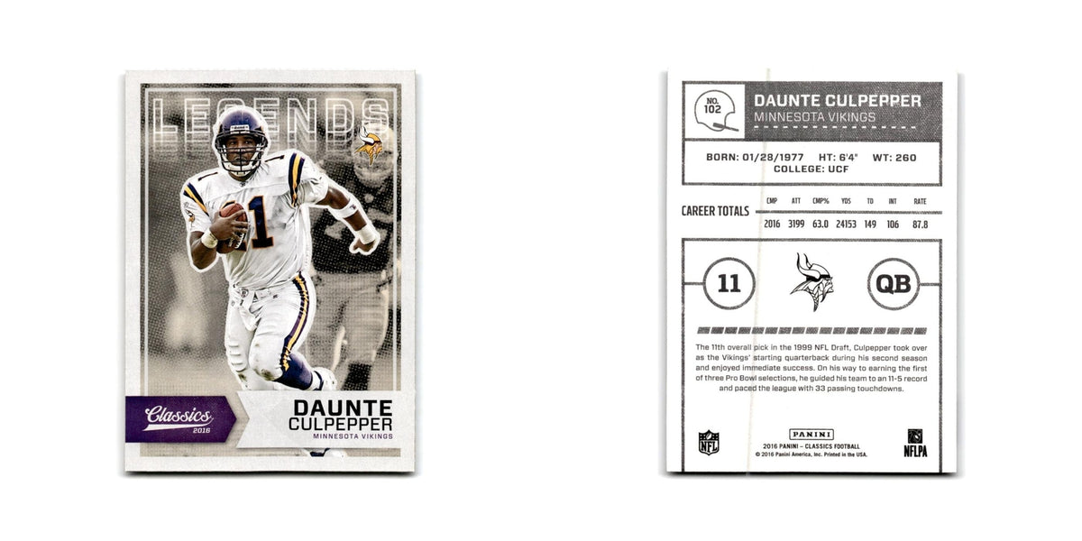 Daunte Culpepper 2016 Panini Classics #102 Minnesota Vikings Football Card NM