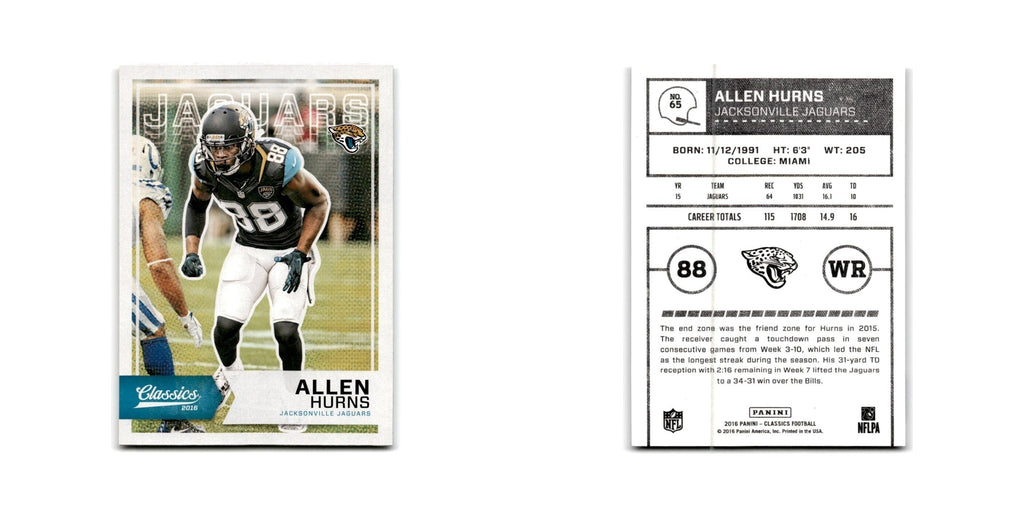 Allen Hurns 2016 Panini Classics #65 Jacksonville Jaguars Football Card NM