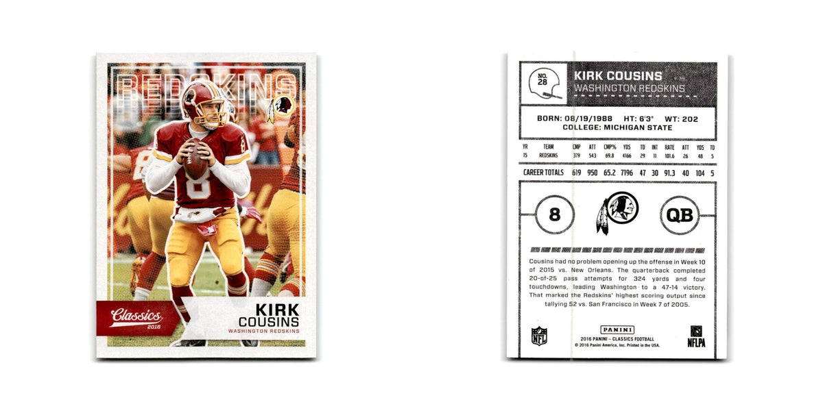 Kirk Cousins 2016 Panini Classics #28 Washington Redskins Football Card NM
