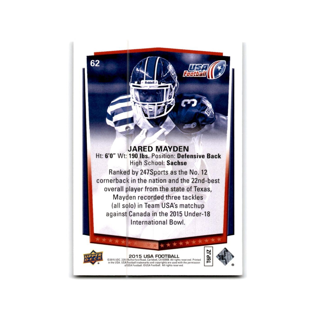 Jared Mayden 2015 Upper Deck USA #62 USA Football Card NM
