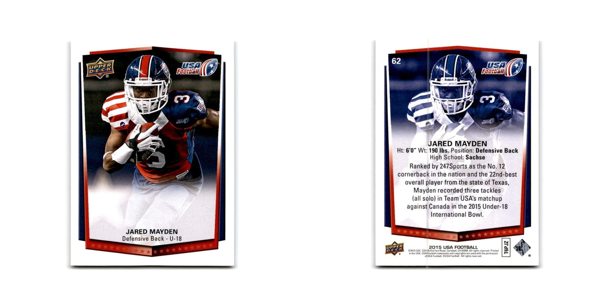 Jared Mayden 2015 Upper Deck USA #62 USA Football Card NM