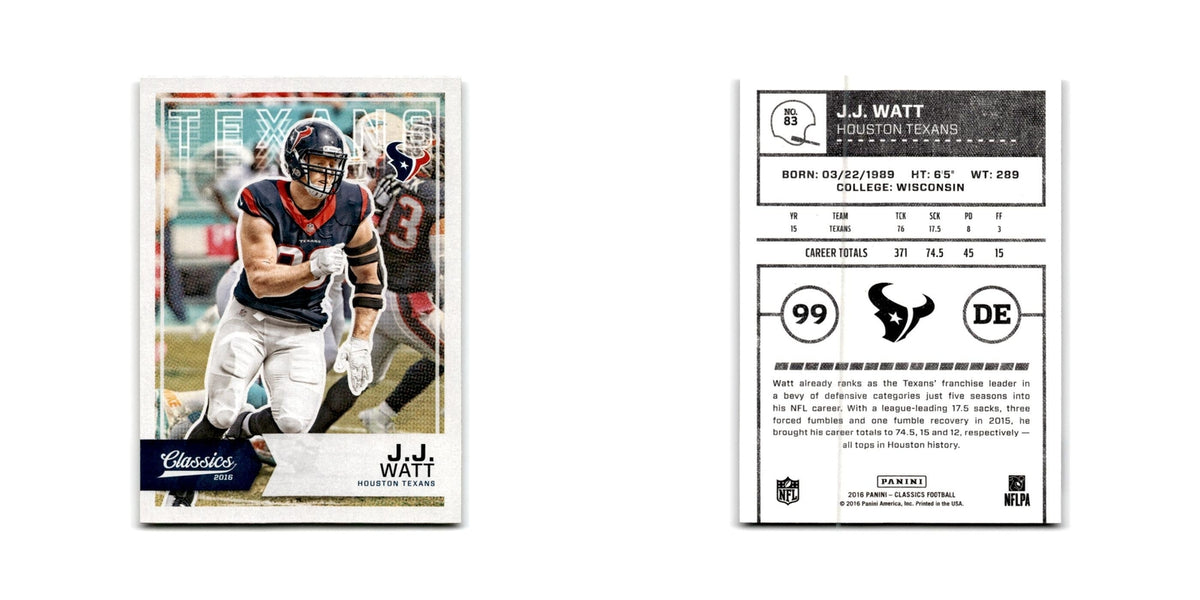 J.J. Watt 2016 Panini Classics #83 Houston Texans Football Card NM