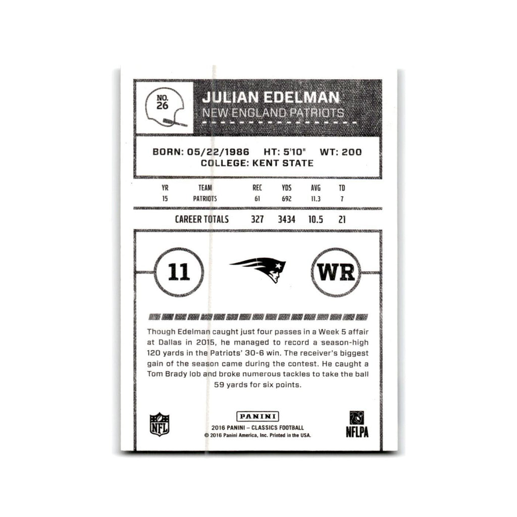 Julian Edelman 2016 Panini Classics #26 New England Patriots Football Card NM