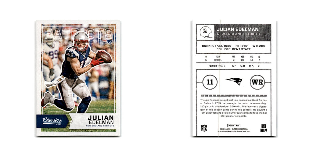 Julian Edelman 2016 Panini Classics #26 New England Patriots Football Card NM