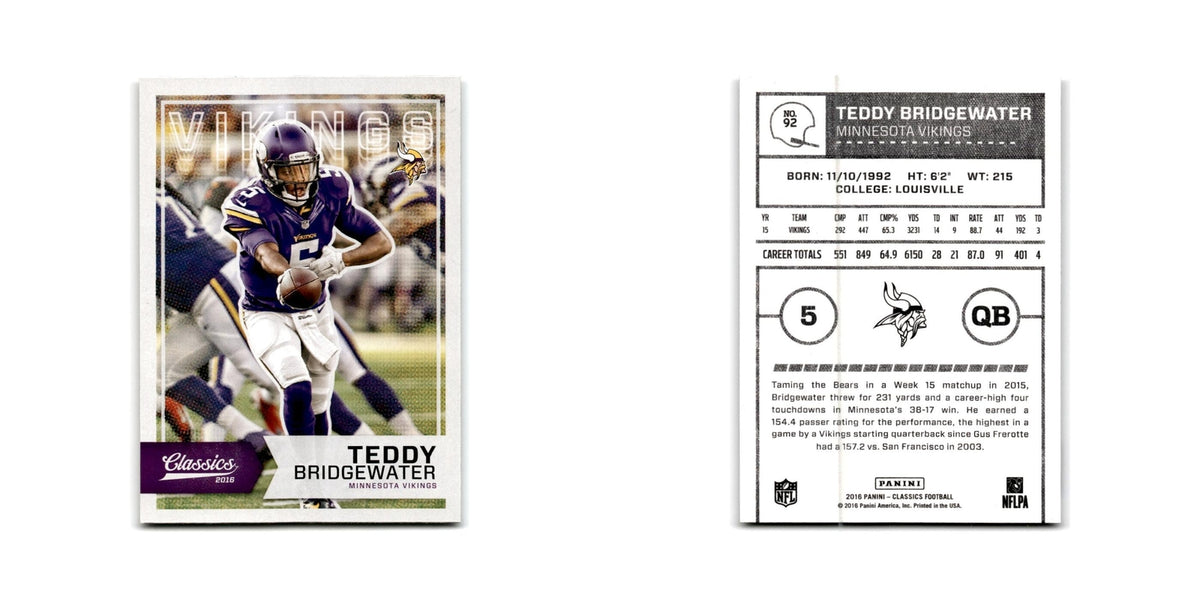 Teddy Bridgewater 2016 Panini Classics #92 Minnesota Vikings Football Card NM