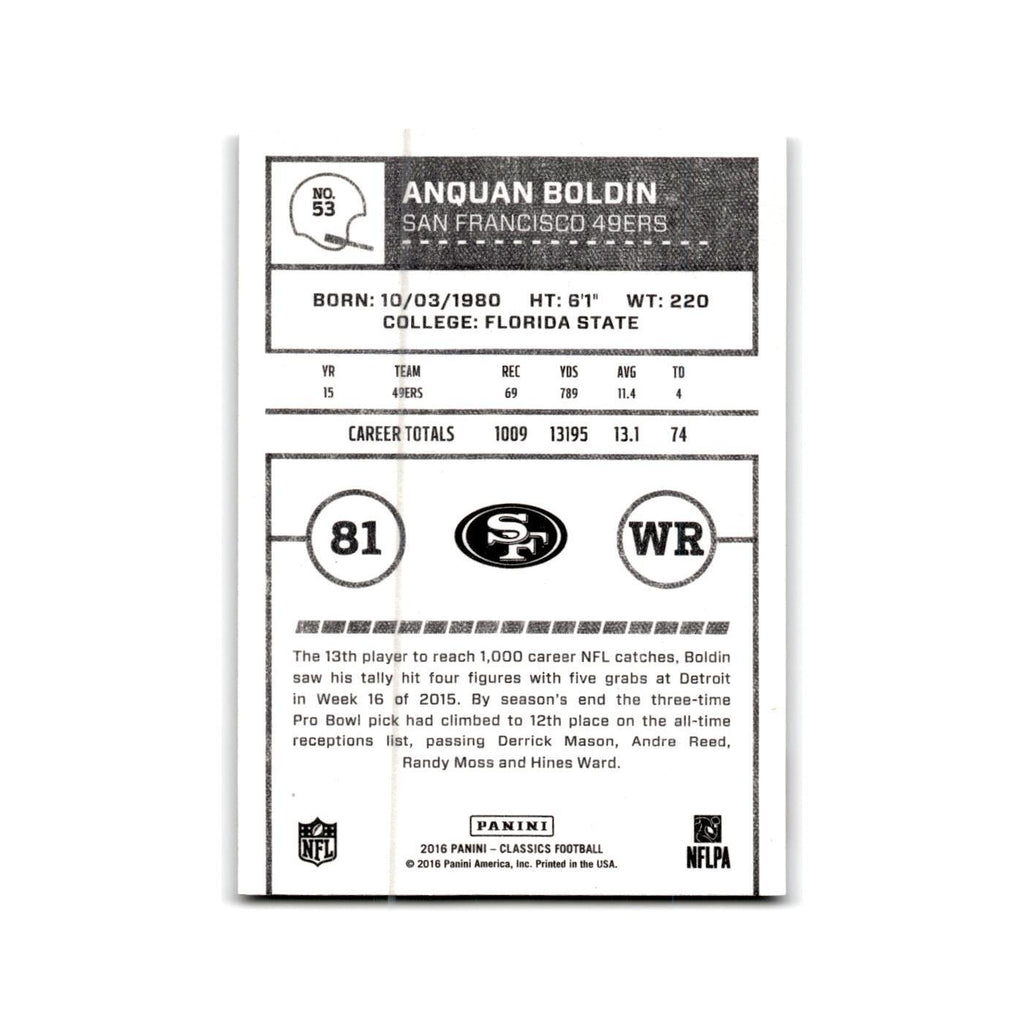 Anquan Boldin 2016 Panini Classics #53 San Francisco 49ers Football Card NM
