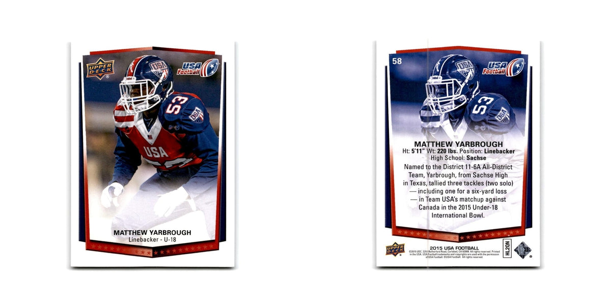 Matthew Yarbrough 2015 Upper Deck USA #58 USA Football Card NM