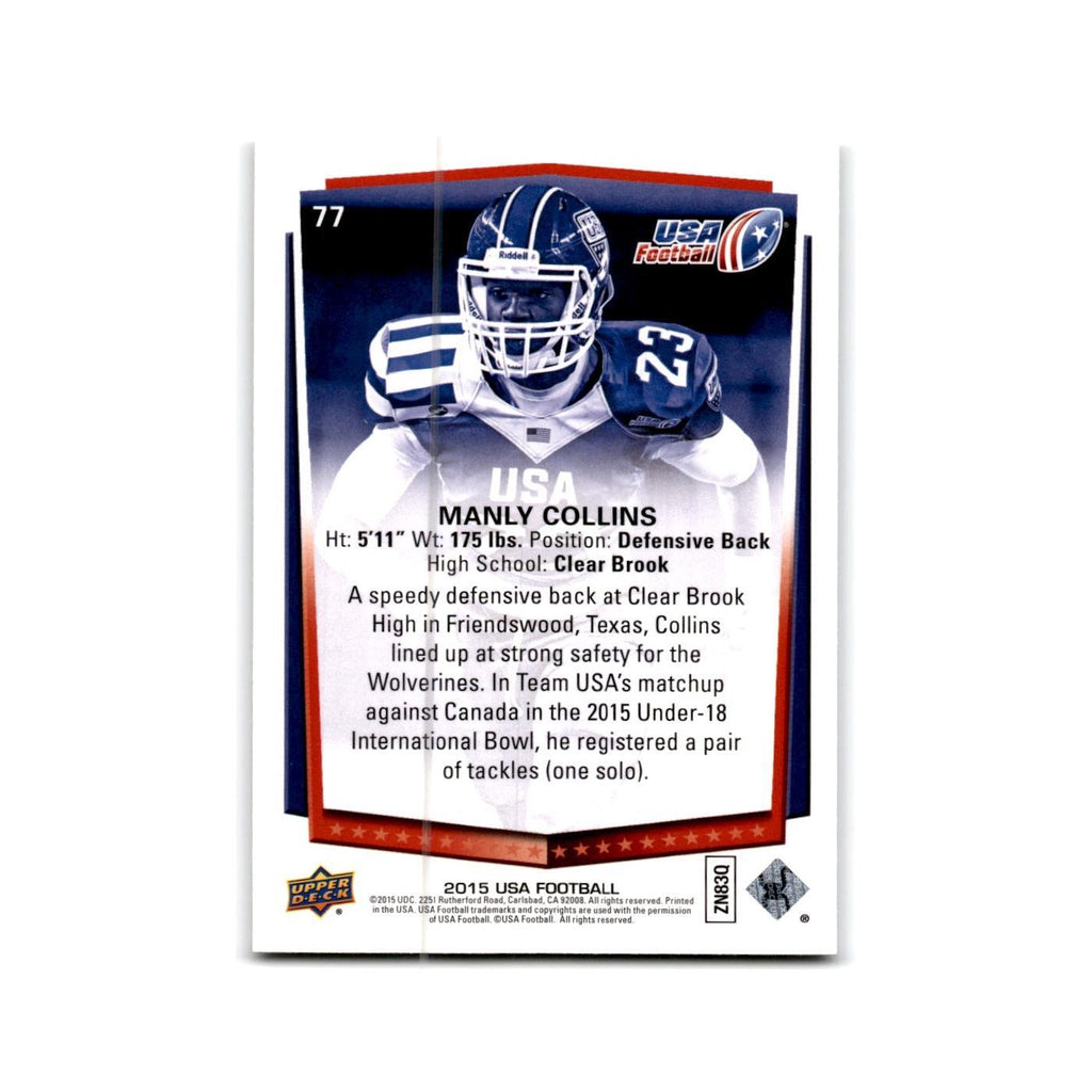 Manly Collins 2015 Upper Deck USA #77 USA Football Card NM