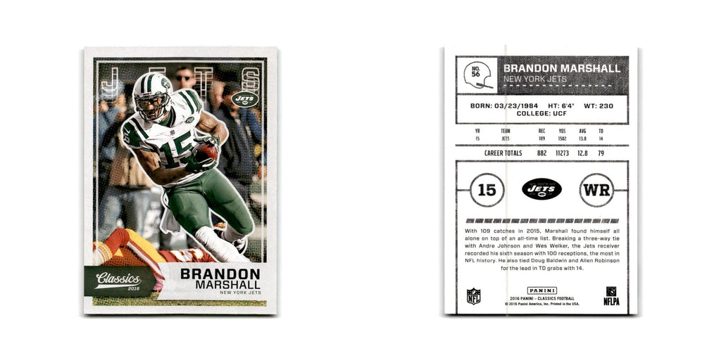 Brandon Marshall 2016 Panini Classics #56 New York Jets Football Card NM