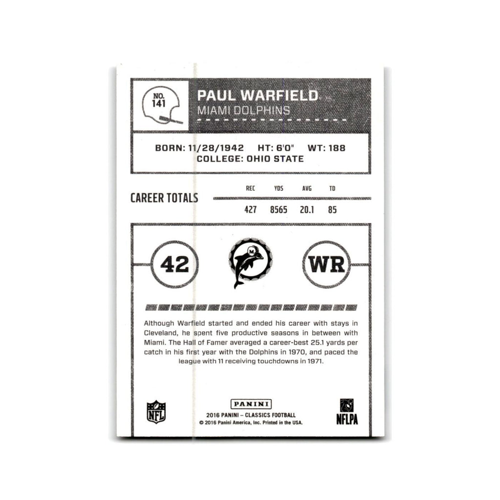 Paul Warfield 2016 Panini Classics #141 Miami Dolphins Football Card NM