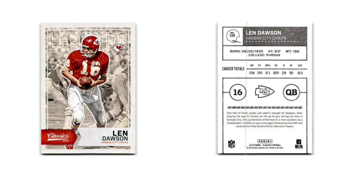Len Dawson 2016 Panini Classics #149 Kansas City Chiefs Football Card NM