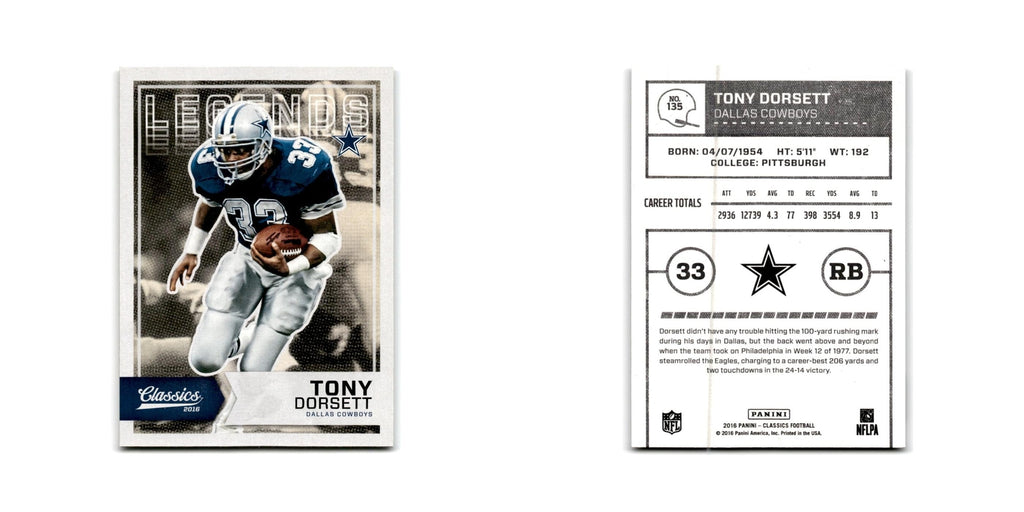 Tony Dorsett 2016 Panini Classics #135 Dallas Cowboys Football Card NM