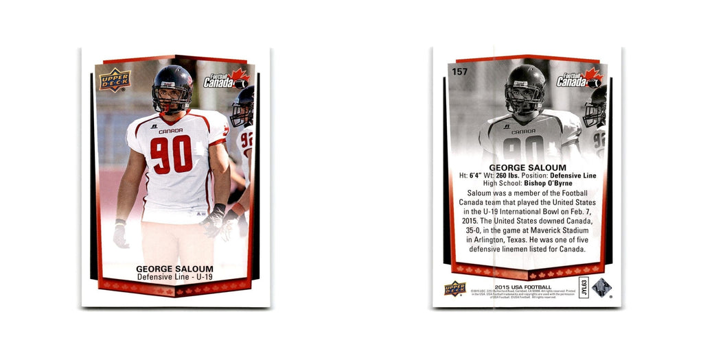George Saloum 2015 Upper Deck USA #157 Canada Football Card NM
