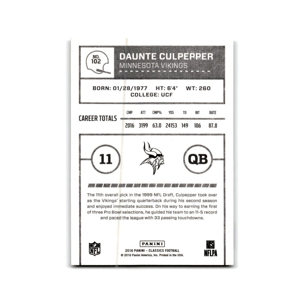 Daunte Culpepper 2016 Panini Classics #102 Minnesota Vikings Football Card NM