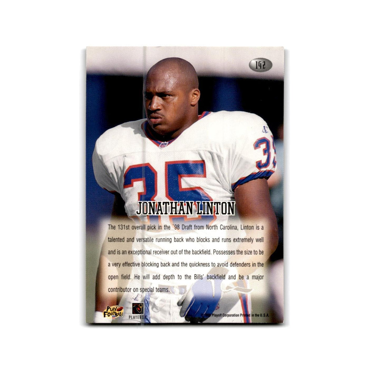 Jonathan Linton 1998 Playoff Momentum Retail #142 Buffalo Bills Football Card NM