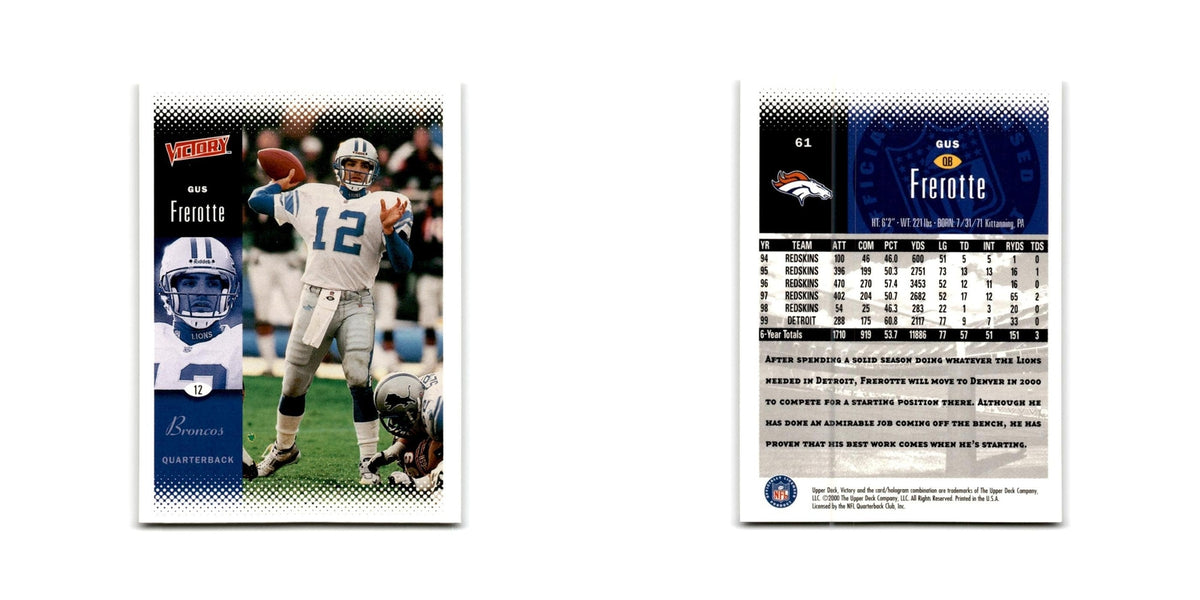 Gus Frerotte 2000 Upper Deck Victory #61 Denver Broncos Football Card NM