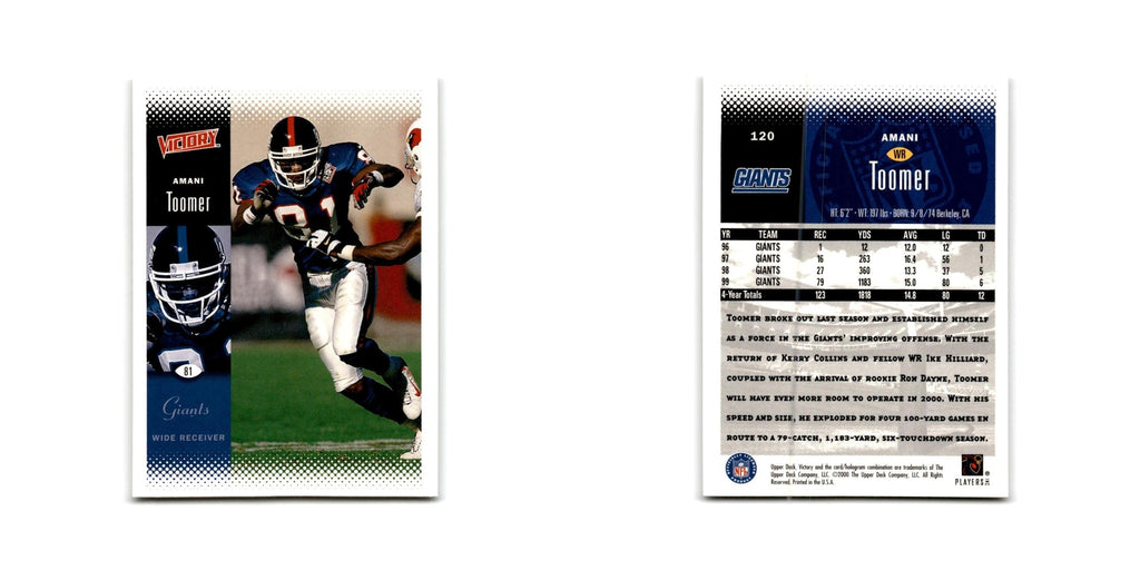 Amani Toomer 2000 Upper Deck Victory #120 New York Giants Football Card NM