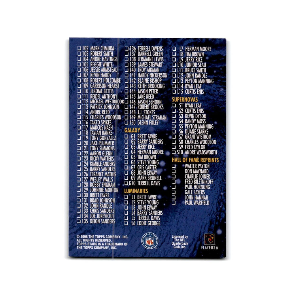 Checklist 1998 Topps Stars #NNO Football Card NM