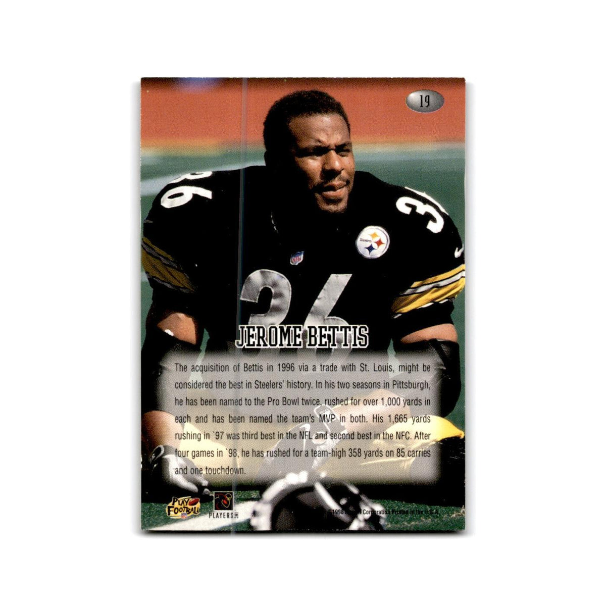Jerome Bettis 1998 Playoff Momentum Retail #19 Pittsburgh Steelers NM