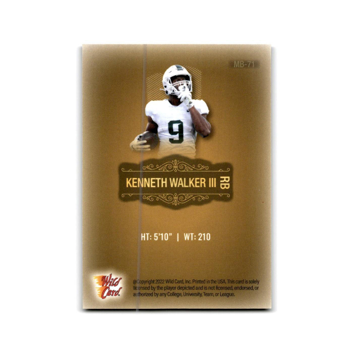Kenneth Walker III 2022 Wild Card Matte #MB-71 Michigan State Spartans NM