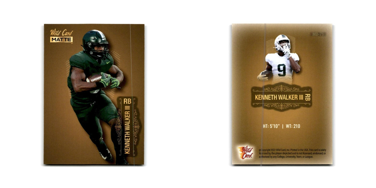 Kenneth Walker III 2022 Wild Card Matte #MB-71 Michigan State Spartans NM