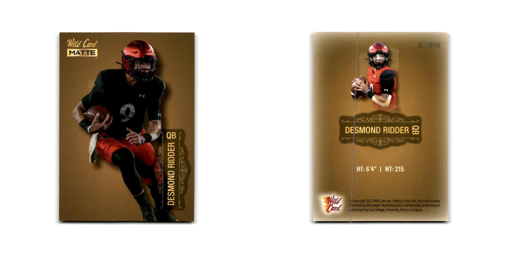 Desmond Ridder 2022 Wild Card Matte #MB-35 Cincinnati Bearcats Football Card NM