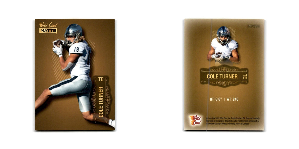 Cole Turner 2022 Wild Card Matte #MB-21 Nevada Wolf Pack Football Card NM
