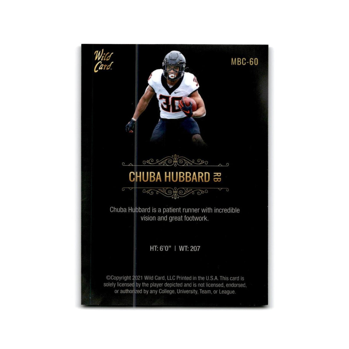 Chuba Hubbard 2021 Wild Card Matte Premier #MBC-60 Oklahoma State Cowboys NM