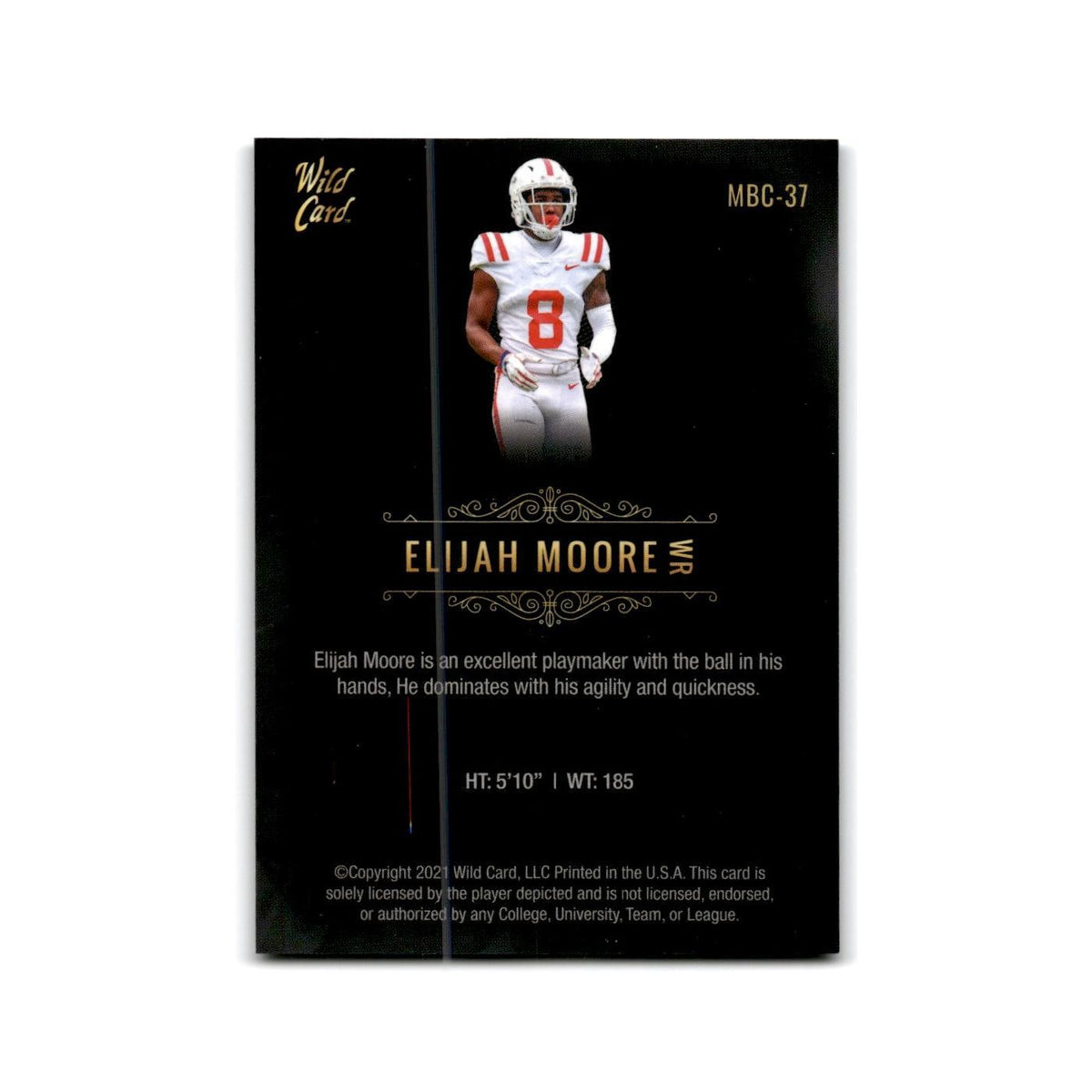 Elijah Moore 2021 Wild Card Matte Premier #MBC-37 Ole Miss Rebels NM