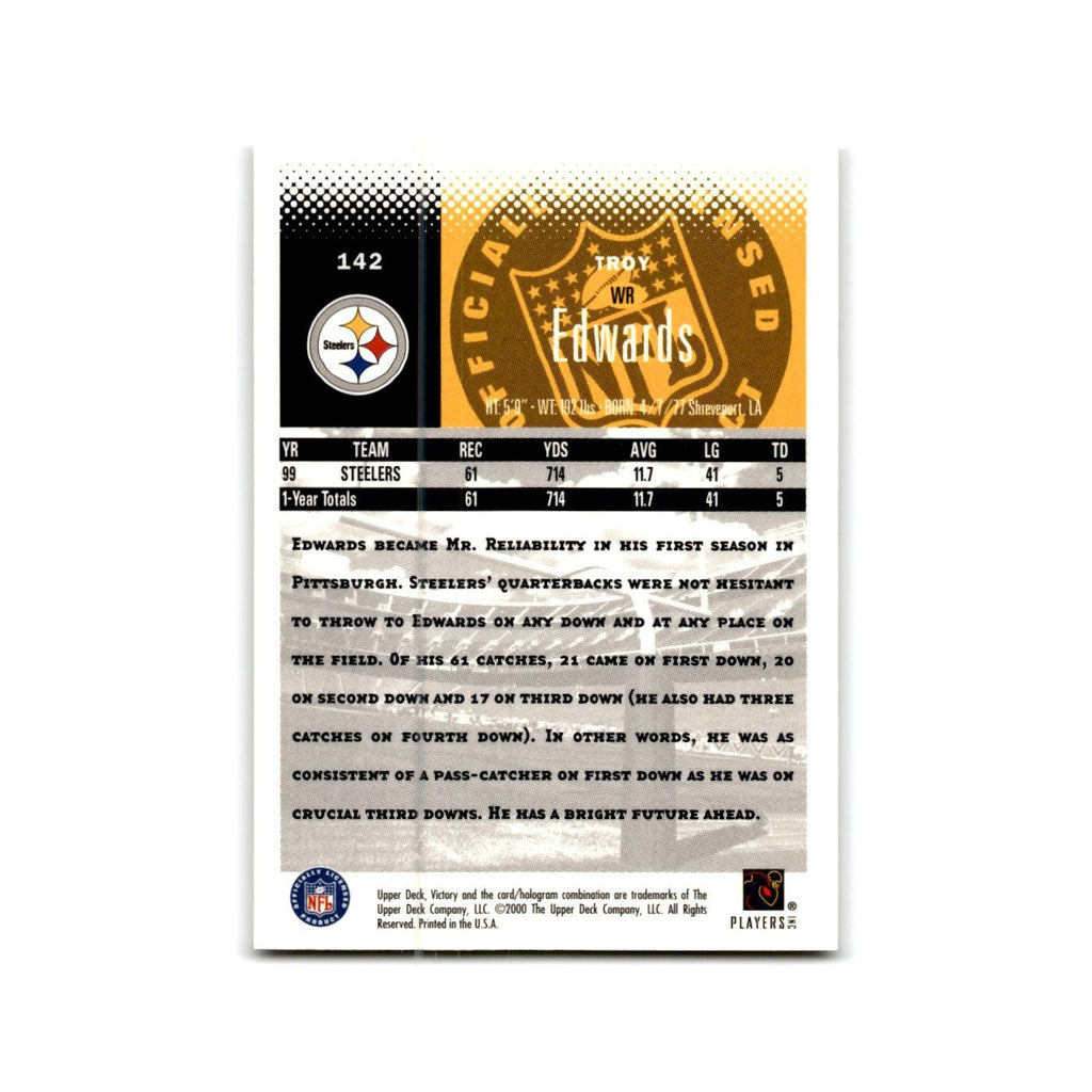 Troy Edwards 2000 Upper Deck Victory #142 Pittsburgh Steelers Football Card NM