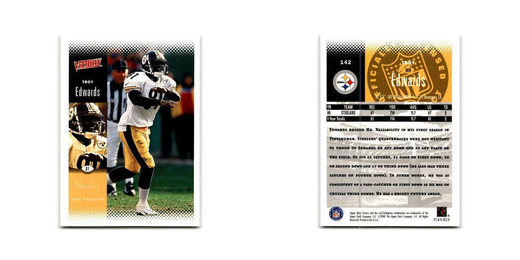 Troy Edwards 2000 Upper Deck Victory #142 Pittsburgh Steelers Football Card NM