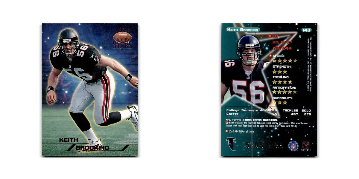 Keith Brooking #/8766 1998 Topps Stars #143 Atlanta Falcons Football Card NM