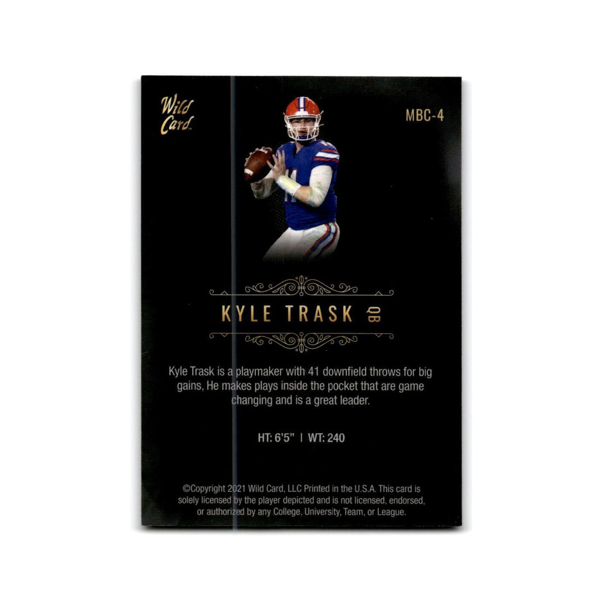 Kyle Trask 2021 Wild Card Matte Premier #MBC-4 Florida Gators Football Card NM