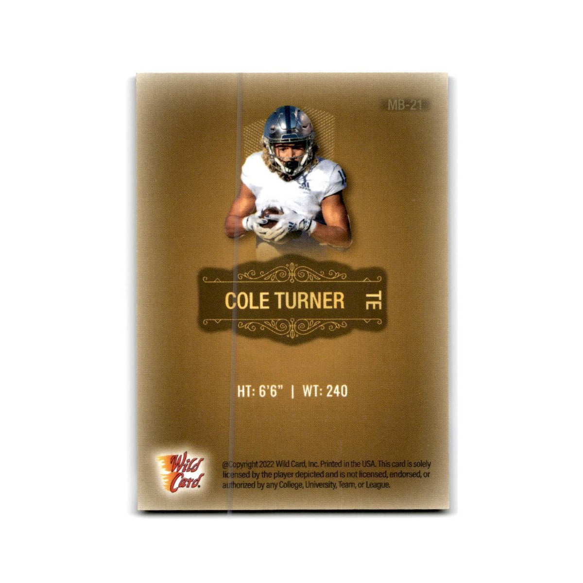Cole Turner 2022 Wild Card Matte #MB-21 Nevada Wolf Pack Football Card NM
