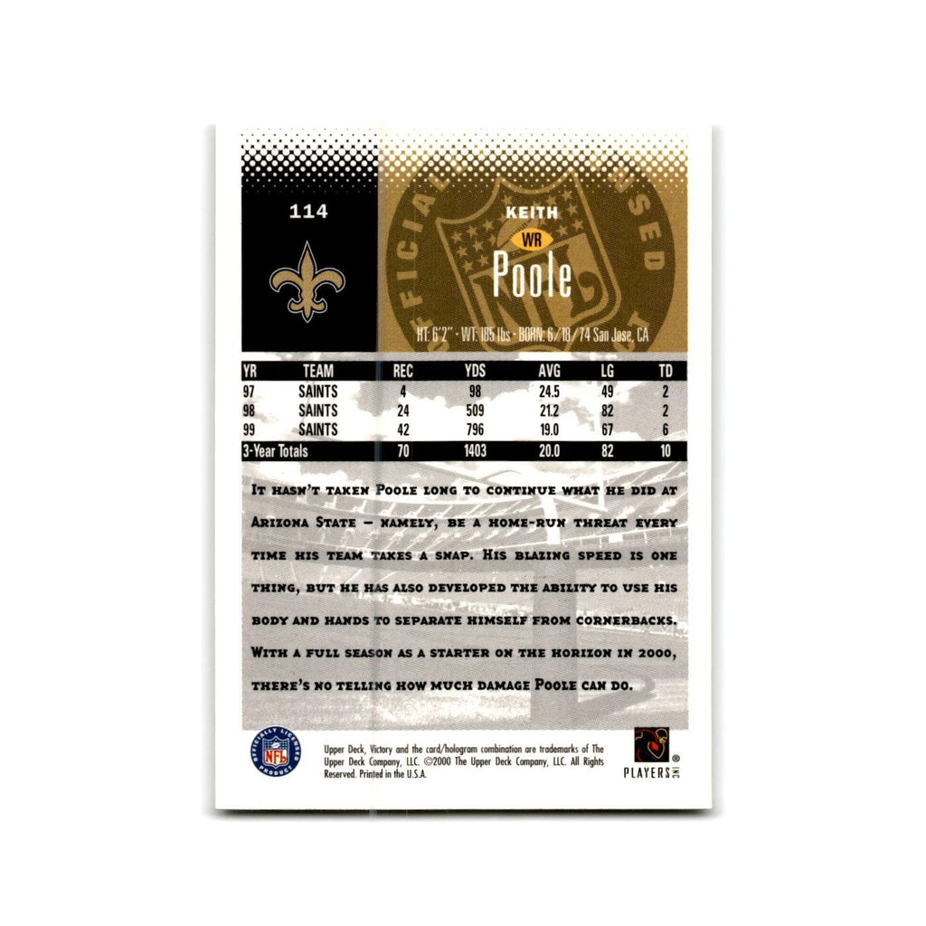 Keith Poole 2000 Upper Deck Victory #114 New Orleans Saints Football Card NM