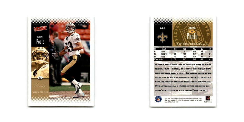 Keith Poole 2000 Upper Deck Victory #114 New Orleans Saints Football Card NM