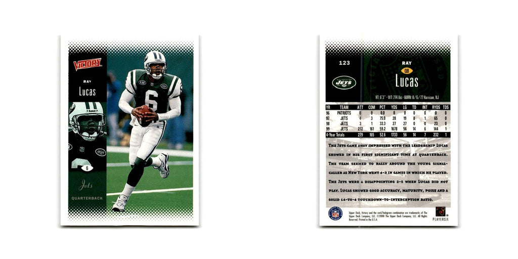 Ray Lucas 2000 Upper Deck Victory #123 New York Jets Football Card NM